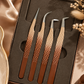 Glazed Cinnamon Bun Lash Tweezer Set | Set Profesional de 4 Pinzas para Extensiones